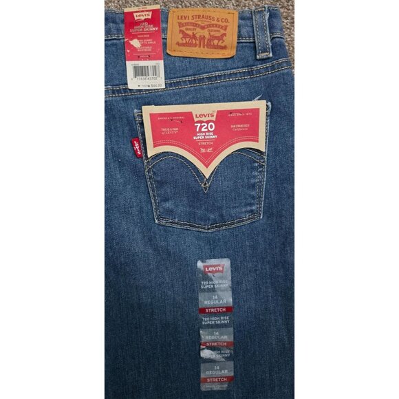 Levis Womens 720 High Rise Super Skinny Jeans Stretch Denim Size 14 Regular Dist - Picture 5 of 5